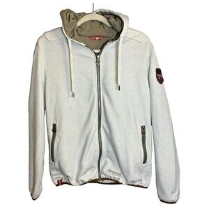 Almgwand Women’s White Hooded Zip Jacket Size 16 Embroidered Logo Apres Ski